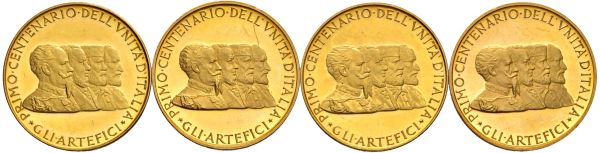      QUATTRO MEDAGLIE PER IL PRIMO CENTENARIO DELL&rsquo;UNITA&rsquo; D&rsquo;ITALIA (1861-1961) OPUS GIAMPAOLI 