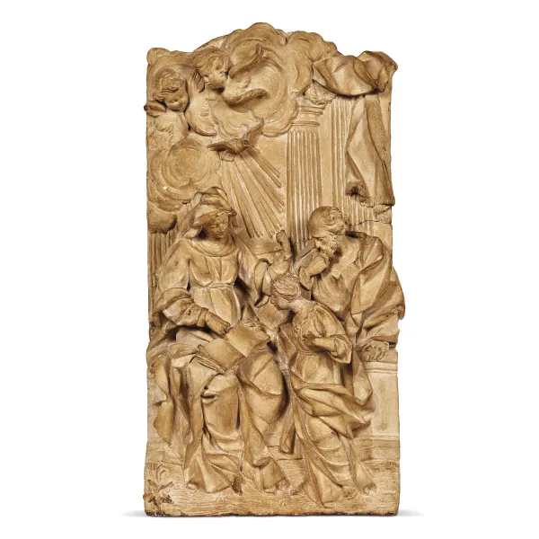 Attributed to Agostino Cornacchini, Education of Mary, terracotta relief