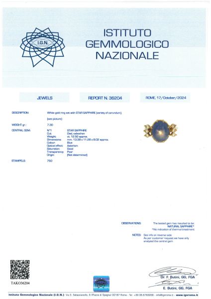 ANELLO CON ZAFFIRO STELLATO E DIAMANTI