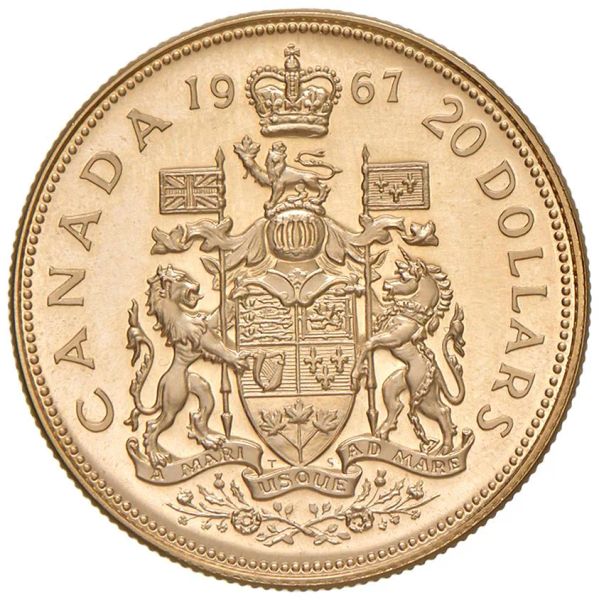CANADA. ELISABETTA II (1952-2022). 20 DOLLARI 1967