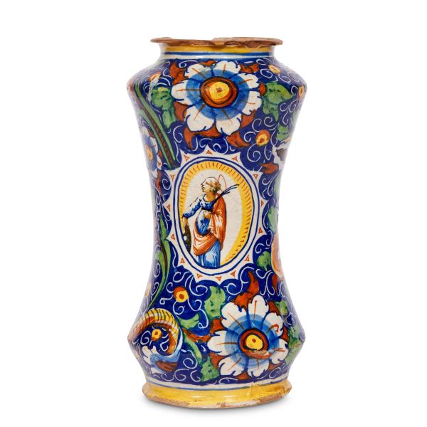 



A PHARMACY JAR (ALBARELLO), VENICE, WORKSHOP OF MASTRO DOMENICO, CIRCA 1575