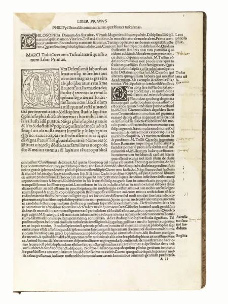 (Filosofia) BEROALDO, Filippo. Commentarii questionum tusculanarum