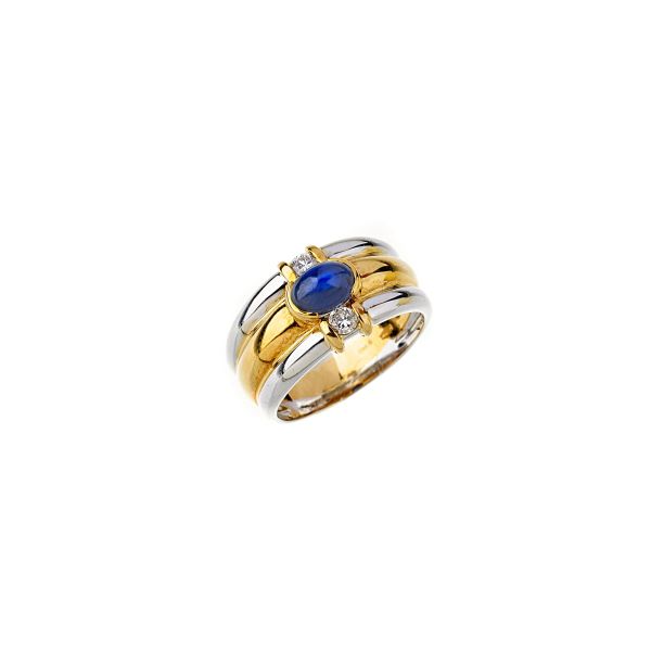 



SAPPHIRE AND DIAMOND BAND RING IN 18KT TWO TONE GOLD