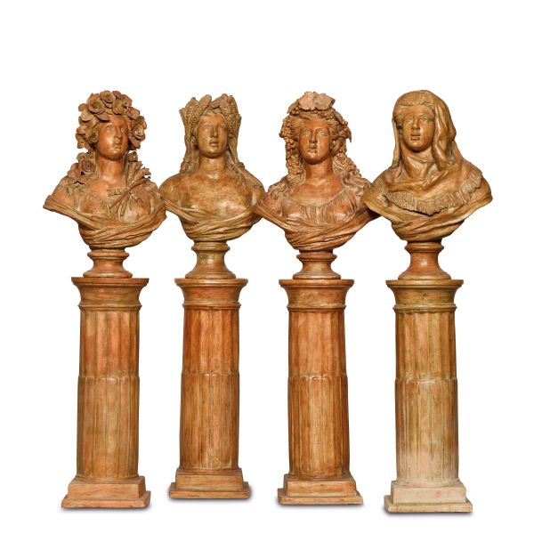 



FOUR TUSCAN BUSTS, 19TH CENTURY