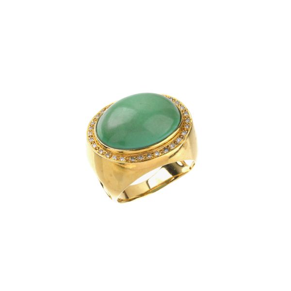 



BIG TURQUOISE AND DIAMOND RING IN 18KT YELLOW GOLD