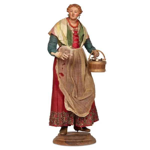 



GIOVANE DONNA CON CESTO DI FRUTTI DI MARE, NAPOLI, SECOLO XVIII 