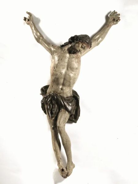  Scultura, sec. XVII,  Cristo, in legno policromo, cm 100x60,  da restaurare 