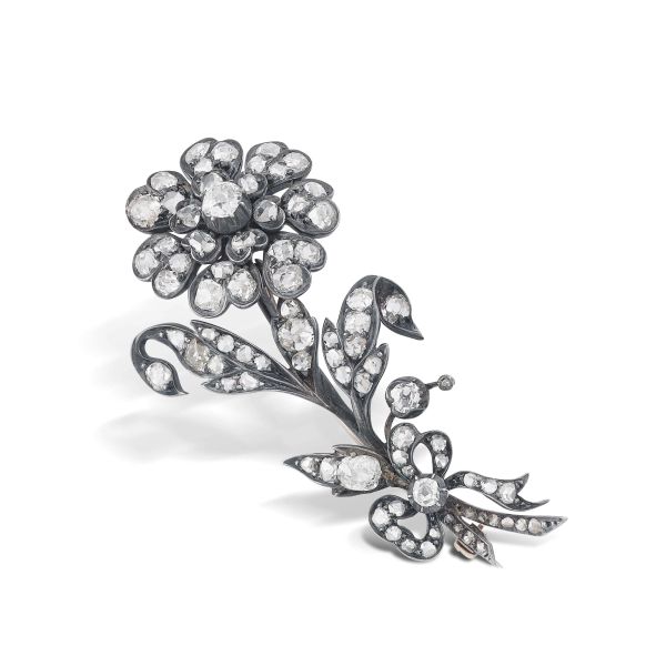 



DIAMOND FLOWERING BRANCH-SHAPED BROOCH IN SILVER 