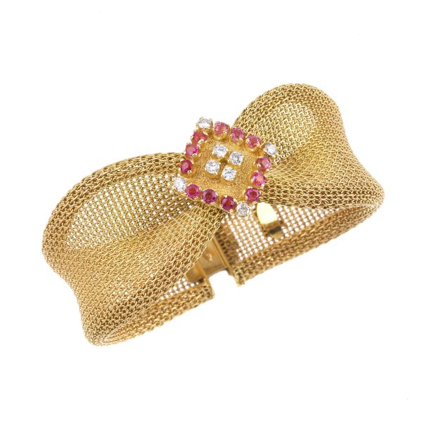 RUBY AND DIAMOND BRACELET IN 18KT YELLOW GOLD