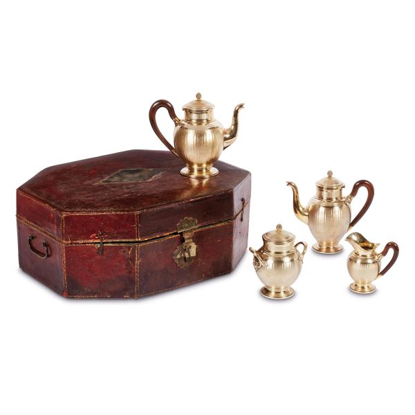 A GILDED SILVER TEA AND COFFEE SEVICE, PARIS, BEGINNING OF 20TH CENTURY, MARK OF MAISON BLOCH ESCHWÉGE
