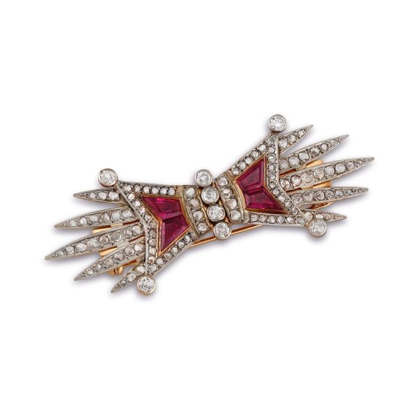 DEMI PARURE CON PIETRE SINTETICHE E DIAMANTI