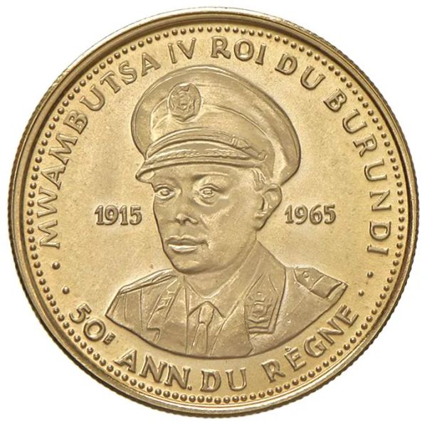 



BURUNDI. 25 FRANCHI 1965 PER IL 50&deg; ANNIVERSARIO DEL REGNO