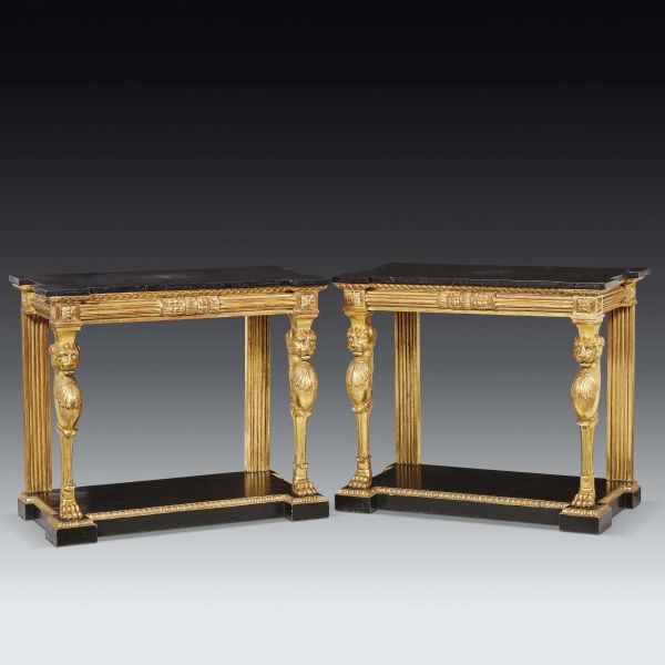 



A PAIR OF FLORENTINE CONSOLES, CIRCA 1820-1830