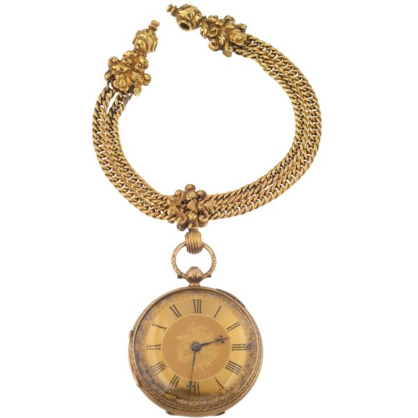 YELLOW GOLD POCKET WATCH WITH CHAIN