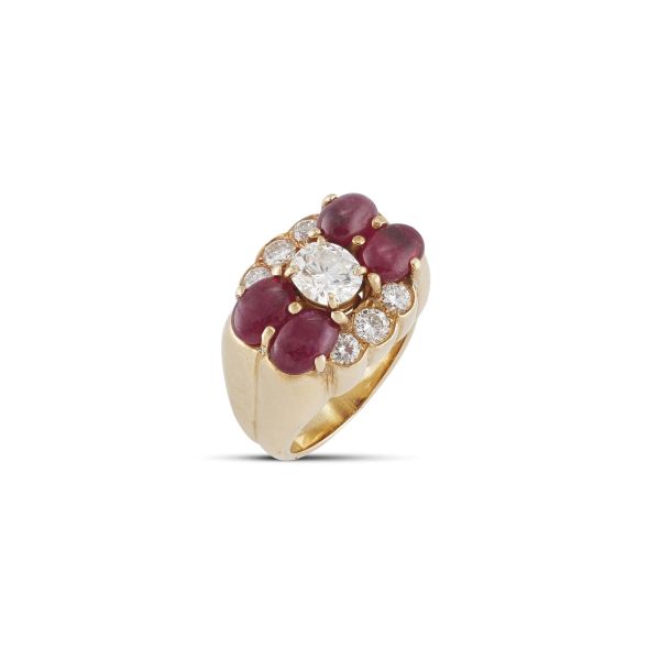 



MORONI RUBY AND DIAMOND RING IN 18KT YELLOW GOLD