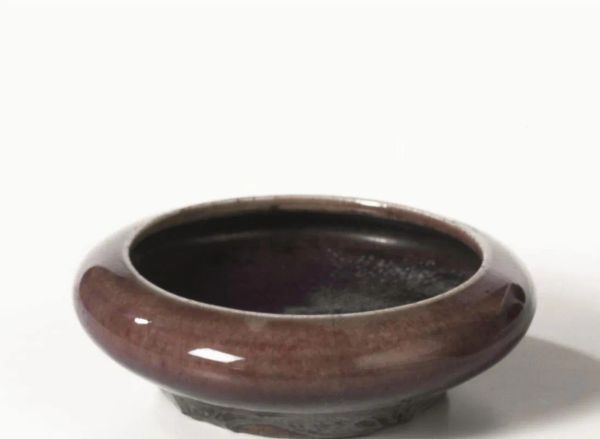 Vaschetta lava-pennelli, Cina dinastia Qing, sec. XIX, in porcellana con