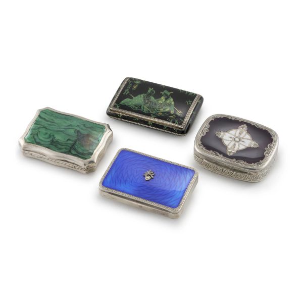 A SILVER TOBACCO BOX, SWEDEN, 20TH CENTURY AND THREE STERLING SILVER AND SILVER TOBACCO BOXES, 20TH CENTURY