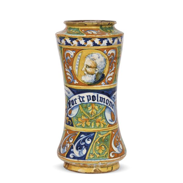 A PHARMACY JAR (ALBARELLO), FAENZA, HALF 16TH CENTURY