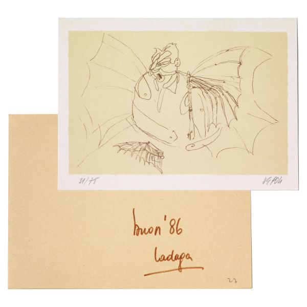 GRUPPO DI OTTO OPERE SU CARTA TRA TECNICHE MISTE E GRAFICA