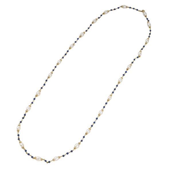 



PEARL AND LAPIS LAZULI NECKLACE IN 18KT YELLOW GOLD