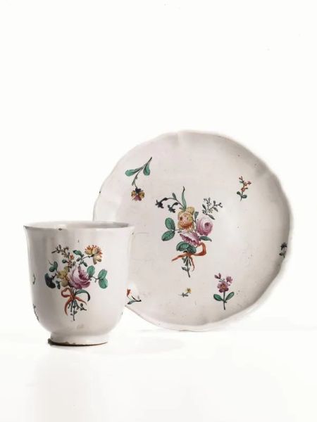 TAZZA CON PIATTINO, BOLOGNA, MANIFATTURA FINCK, 1775-1797