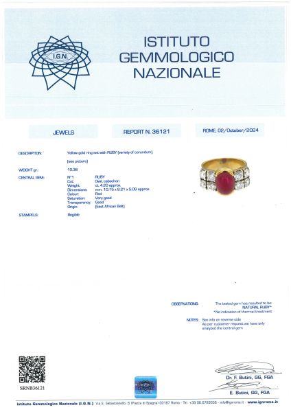 ANELLO A FASCIA CON RUBINO E DIAMANTI