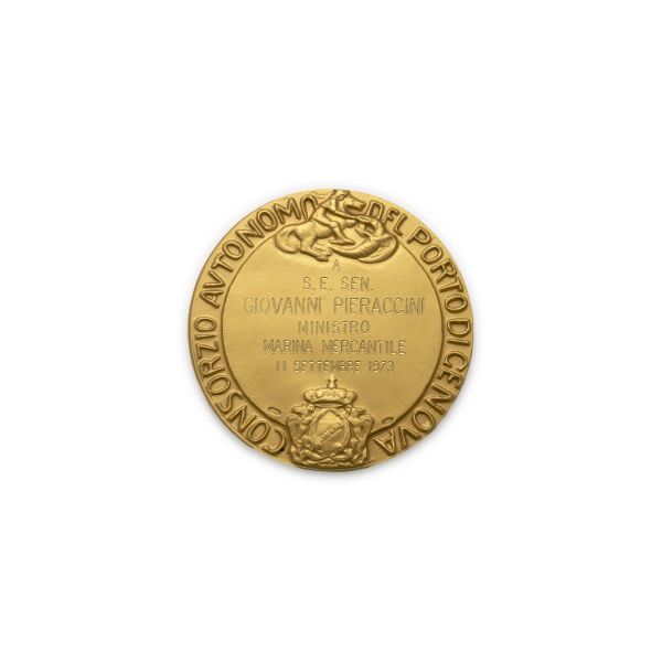 Repubblica Italiana (dal 1946) – Medaglia 1973 del Consorzio Autonomo del Porto di Genova dedicata al Senatore Giovanni Pieraccini