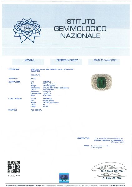 ANELLO AD AMPIA FASCIA CON SMERALDO COLOMBIANO E DIAMANTI