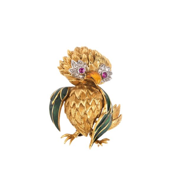



BIRD SHAPED BROOCH IN 18KT TWO TONE GOLD