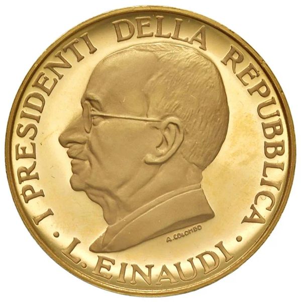 ITALIA. MEDAGLIA ORO 900 CHE COMMEMORA IL 20° ANNIVERSARIO DELLA REPUBBLICA (1946-1966) OPUS A. COLOMBO