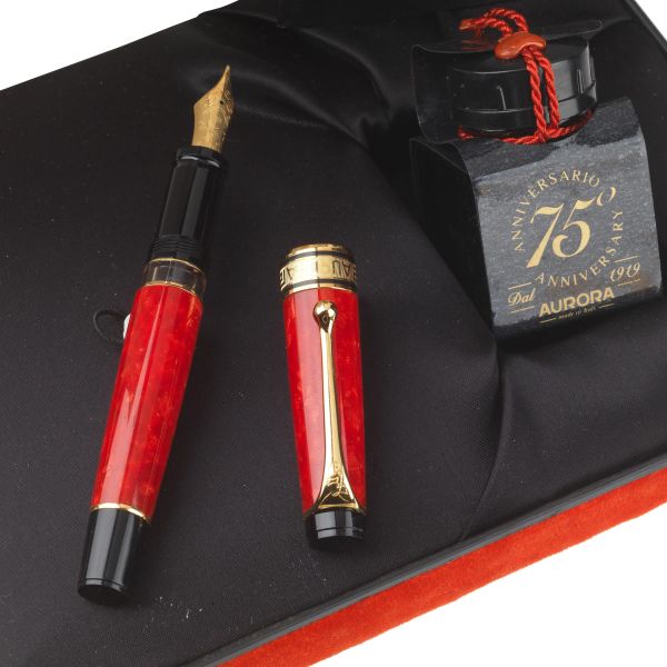 AURORA OPTIMA 75&deg; ANNIVERSARY RED FOUNTAIN PEN N. 0719