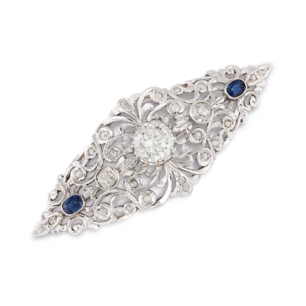 



SAPPHIRE AND DIAMOND BROOCH IN 18KT WHITE GOLD