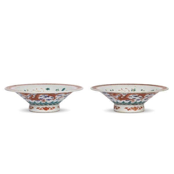 TWO PLATES WITH FOOT, CHINA, QING DYNASTY, 18TH CENTURY