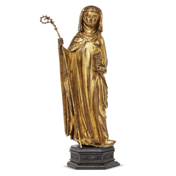 Louis Marcy, first decade 20th century, Saint Gertrude, gilded bronze