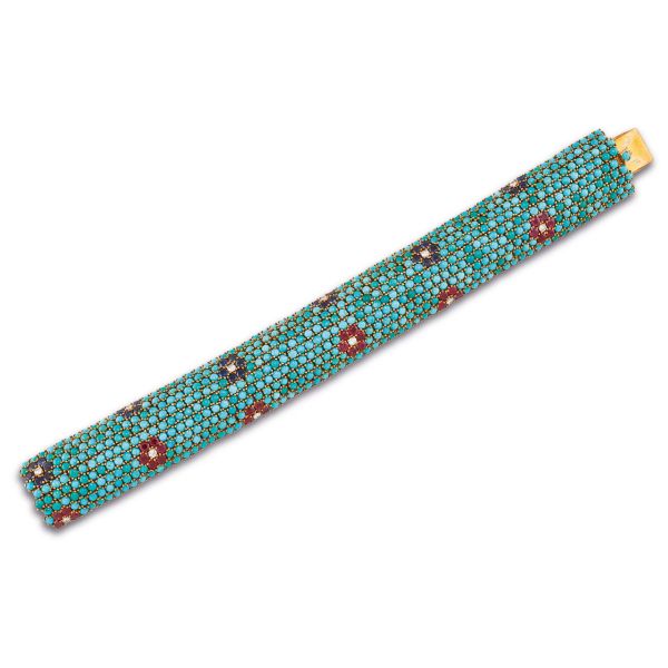 BULGARI MULTI GEM BAND BRACELET IN 18KT YELLOW GOLD