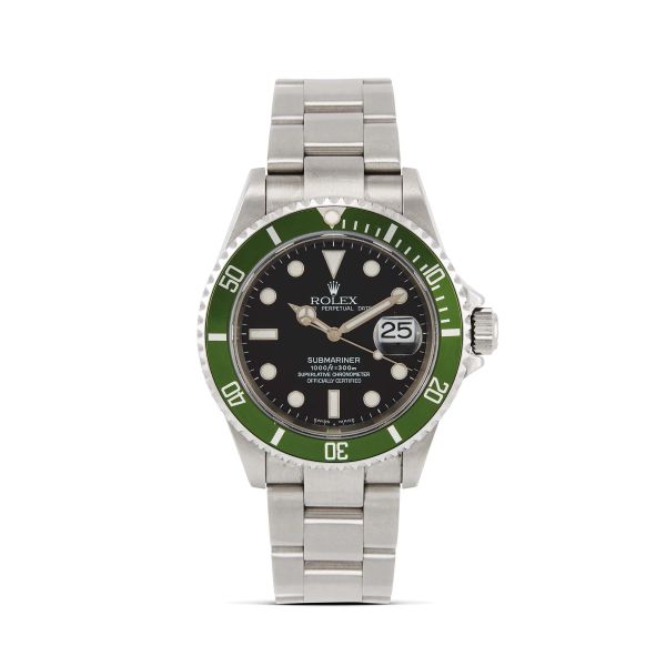 Rolex - 



ROLEX SUBMARINER GHIERA VERDE &quot;KERMIT&quot; FLAT FOUR REF. 16610T N. F3321XX ANNO 2004