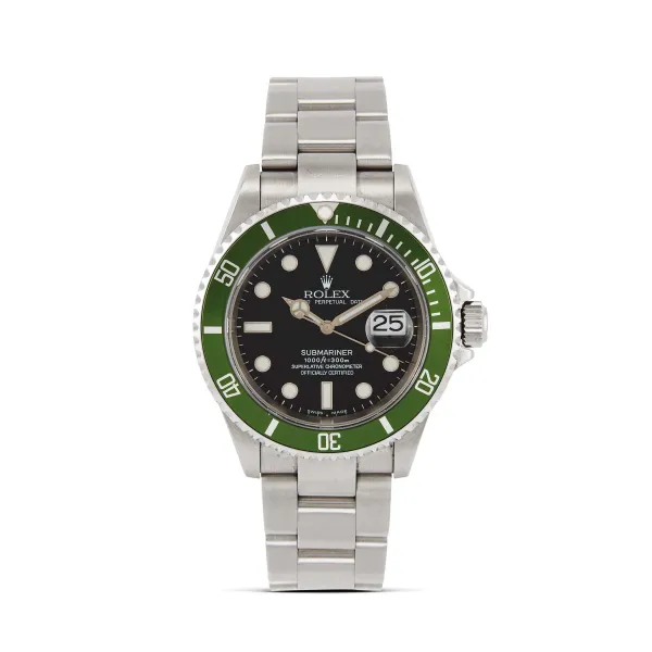 Rolex - 



ROLEX SUBMARINER GREEN BEZEL &quot;KERMIT&quot; FLAT FOUR REF. 16610T N. F3321XX WRISTWATCH, 2004