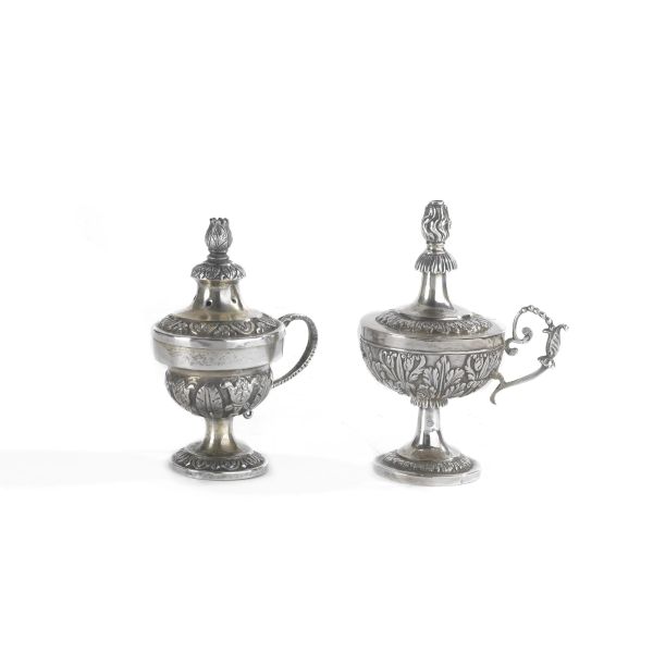 TWO SILVER WICKERS, 19TH CENTURY