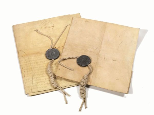  Due Pergamene, Una Gregorio XVI, con bolla plumbea e cordone integro , una  