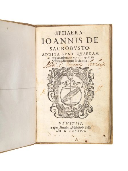 (Astronomia) SACROBOSCO, Ioannes de. Sphaera. Venetiis, apud Haeredes Melchioris Sessae, 1587.