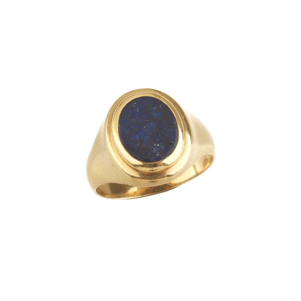 HARD STONE CHEVALIER RING IN 18KT YELLOW GOLD