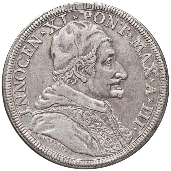 ROMA, INNOCENZO XI (BENEDETTO ODESCALCHI 1676-1689), PIASTRA ANNO III