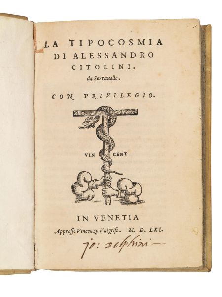 (Mnemotecnica) CITOLINI, Alessandro. La tipocosmia. In Venetia, appresso Vincenzo Valgrisi, 1561.