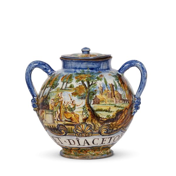 A LARGE VASE WITH LID, URBANIA, 19TH CENTURY