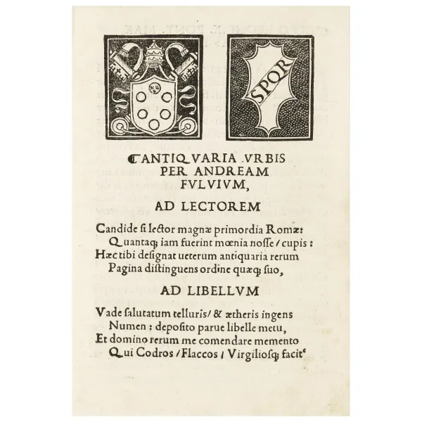 First and only edition of this description in verses of the eternal city