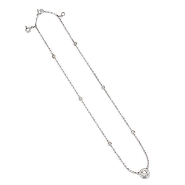 



OLD EUROPEAN CUT DIAMOND CHAIN NECKLACE IN 18KT WHITE GOLD