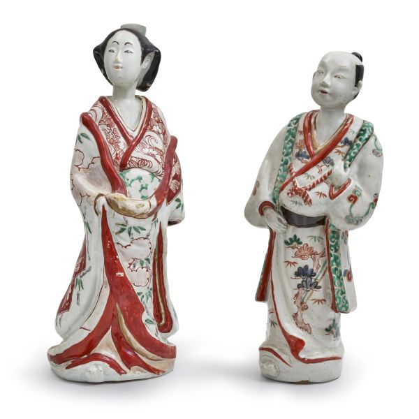



A GROUP OF TWO KUTANI PORCELAIN FIGURES, JAPAN, EDO PERIOD, 17TH CENTURY