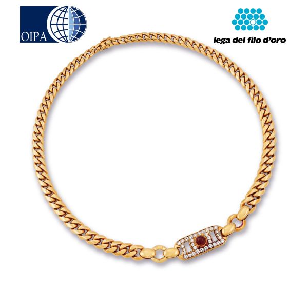 Bulgari - 



BULGARI RUBY AND DIAMOND CHAIN NECKLACE IN 18KT YELLOW GOLD