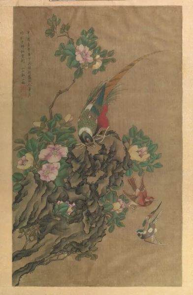Dipinto Cina attribuito a Zou Yigui, detto Yuanbao (1686-1772), su seta,&nbsp;&nbsp;
