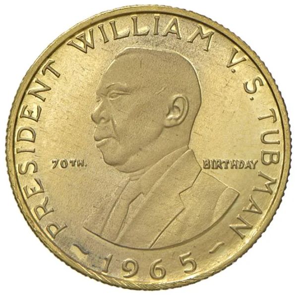 



LIBERIA. REPUBBLICA (DAL 1847) 12 DOLLARI 1965 CELEBRATIVI DEL 70&deg; COMPLEANNO DEL PRESIDENTE TUBMAN
